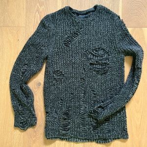 ASOS distressed knit crochet sweater sz M